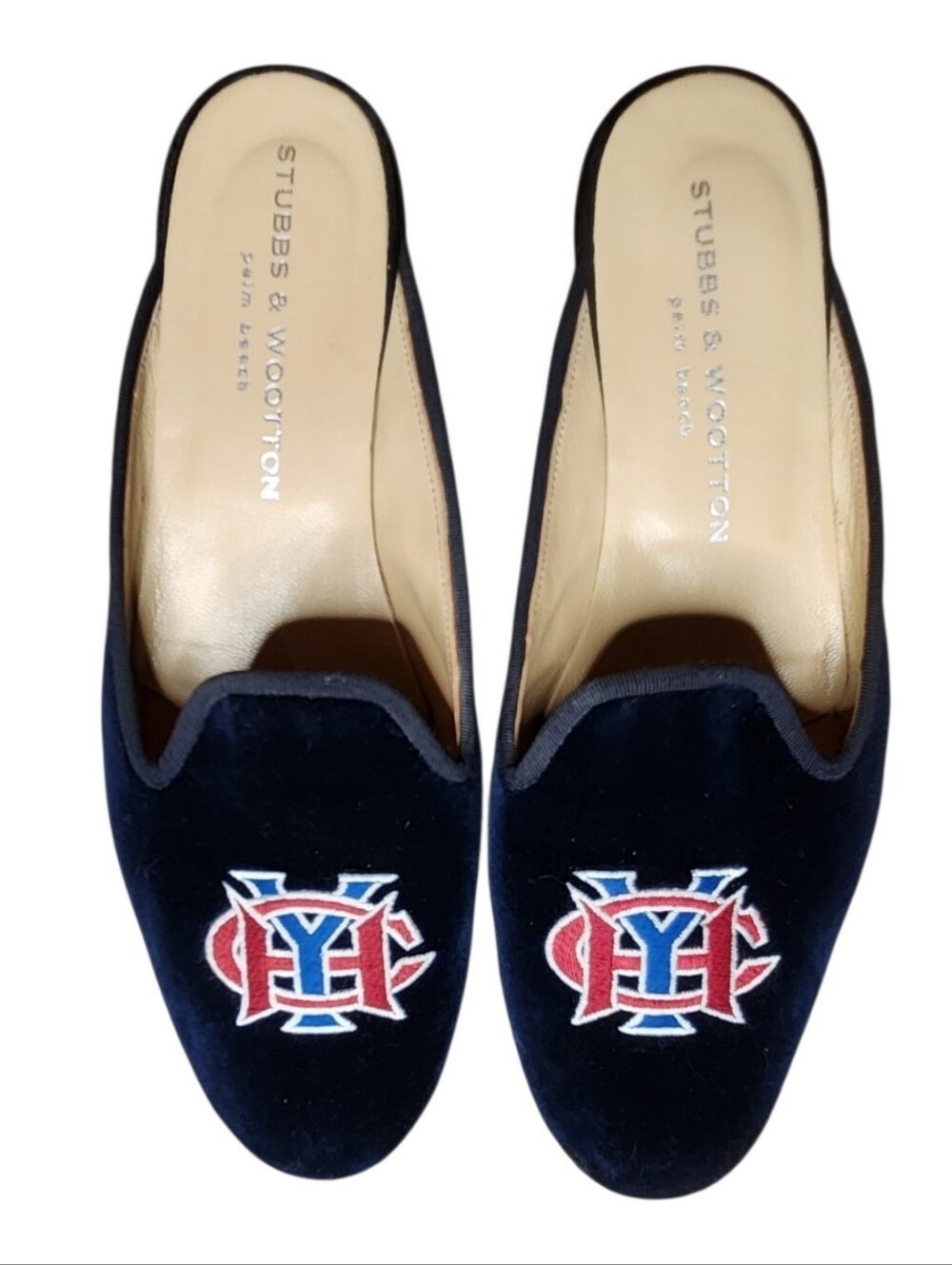 Navy Velvet Stubbs & Wootton Habana Yacht Club (HYC) Mule, Women's Sz 10